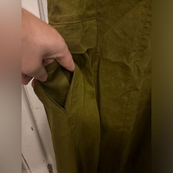 Baltic Linen Jura Olive Green Pure Linen Dress Size 36 Small - Picture 12 of 16
